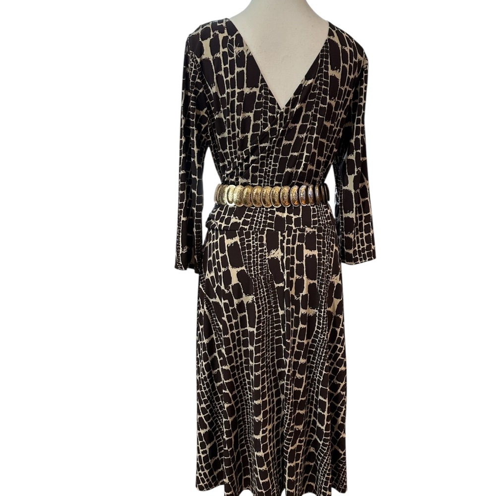 Aa Studio Black and Cream Long Sleeve Dress